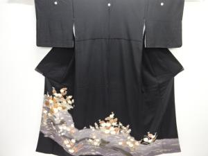 流水に菊模様刺繍留袖(比翼付き)